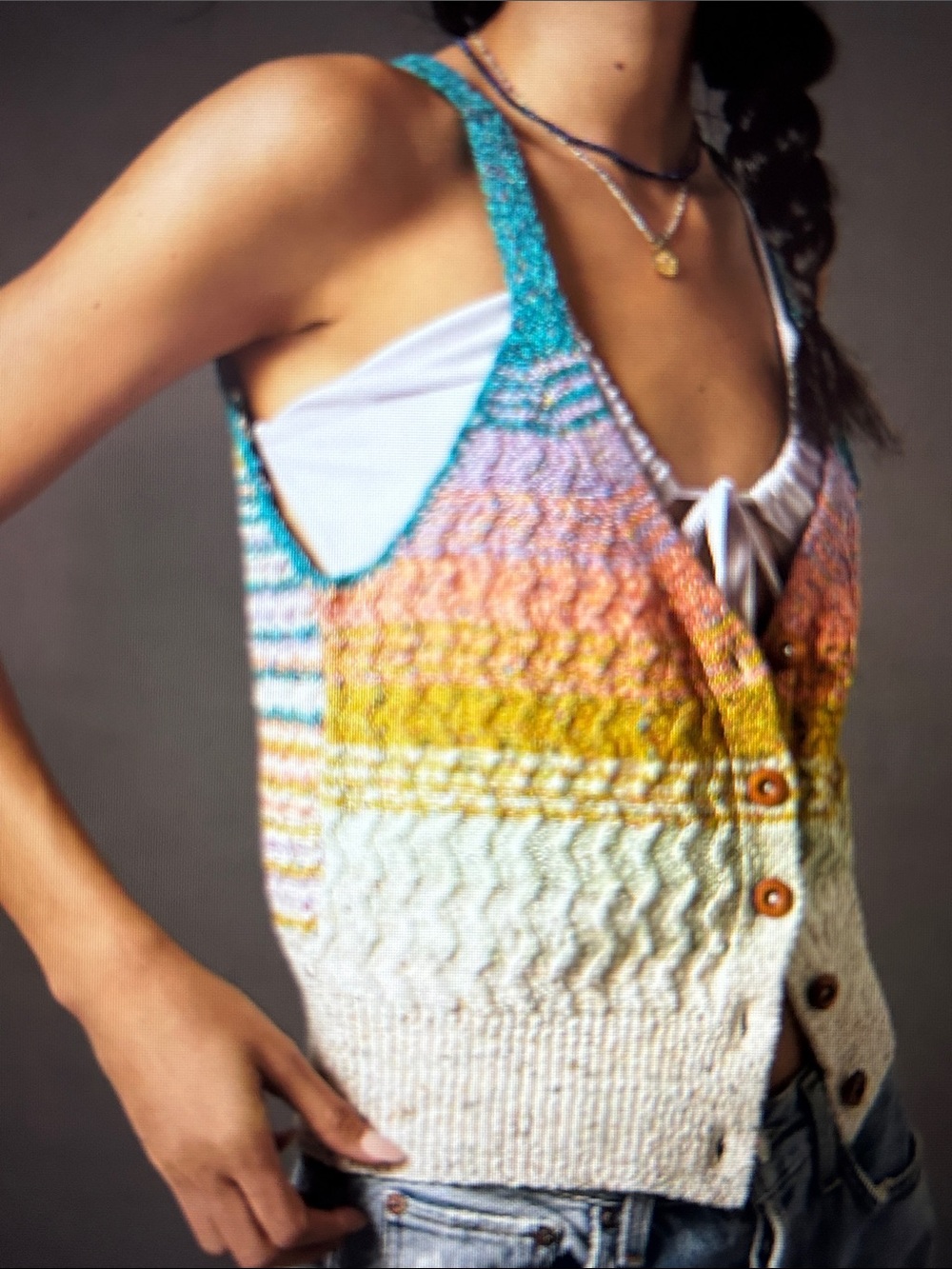 Anthropologie’s Pilcro Samalona Multicolor Gradient Button-Front Sweater Tank - Picture 11 of 11